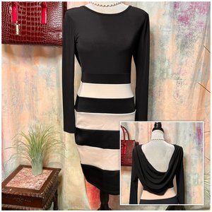 📌Trixxi Bodycon Dress with Great Deep Waterfall Optic Neckline Backside!